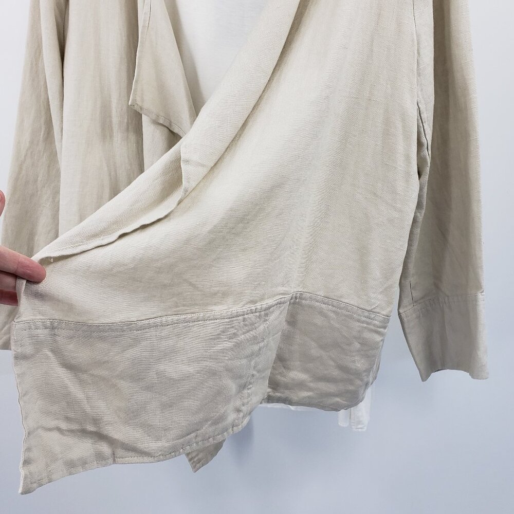 For Cynthia Woman Open Drape Front Linen Jacket & JNY Tank Top Size 3X Tan Cream - Picture 12 of 12